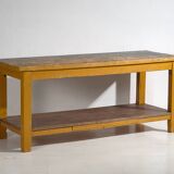 Antique long table with lower shelf (c.1920) #17
