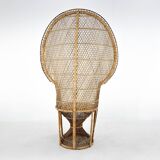 Vintage bohemian peacock wicker chair