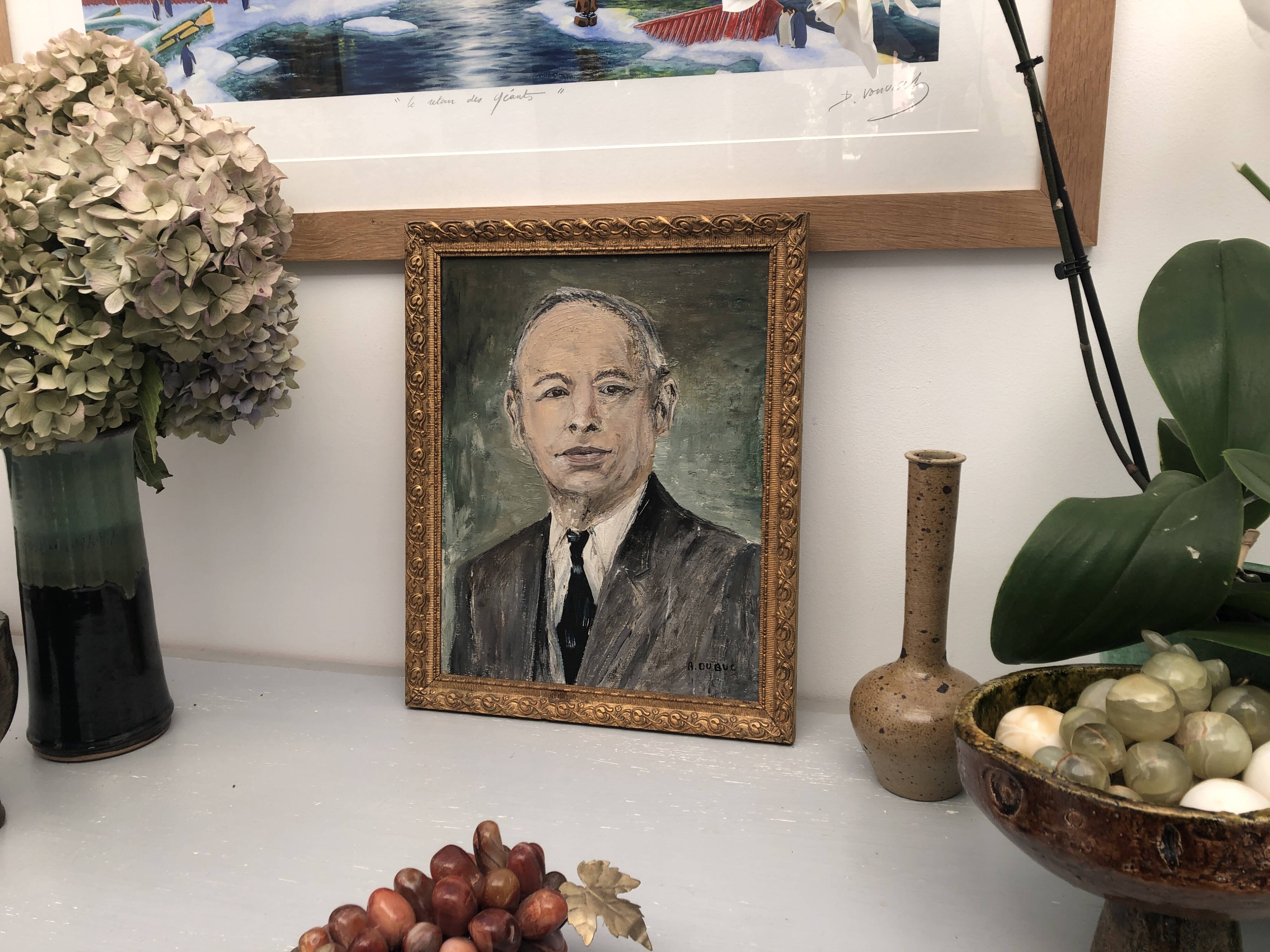 Portrait of a man in a suit, oil painting on canvas