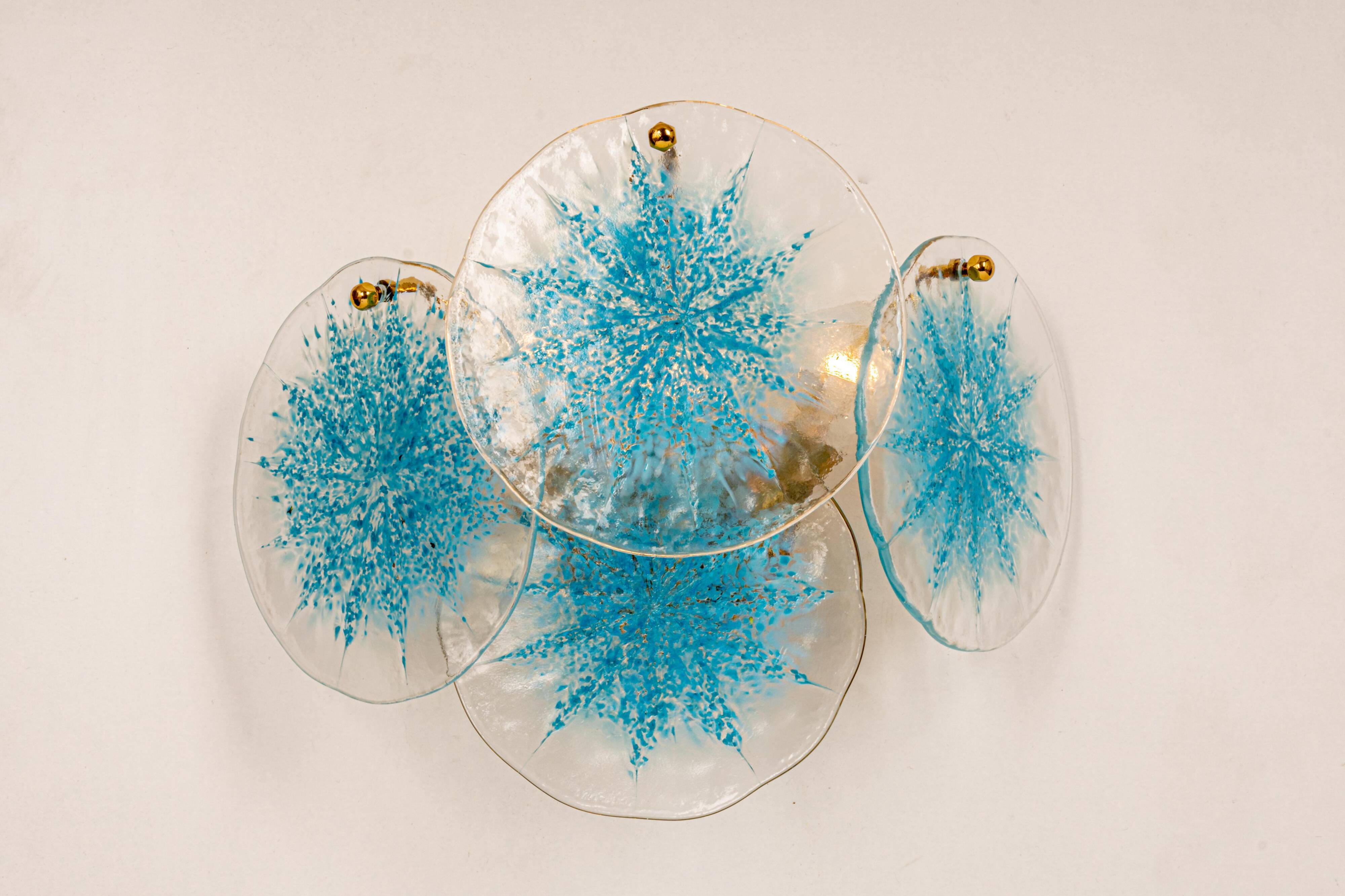 Blue Glass Disc Wall Light Vistosi, Italy, 1960s