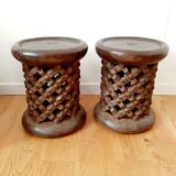 Set of 2 African Bamilike Cameroon stools, year 1950