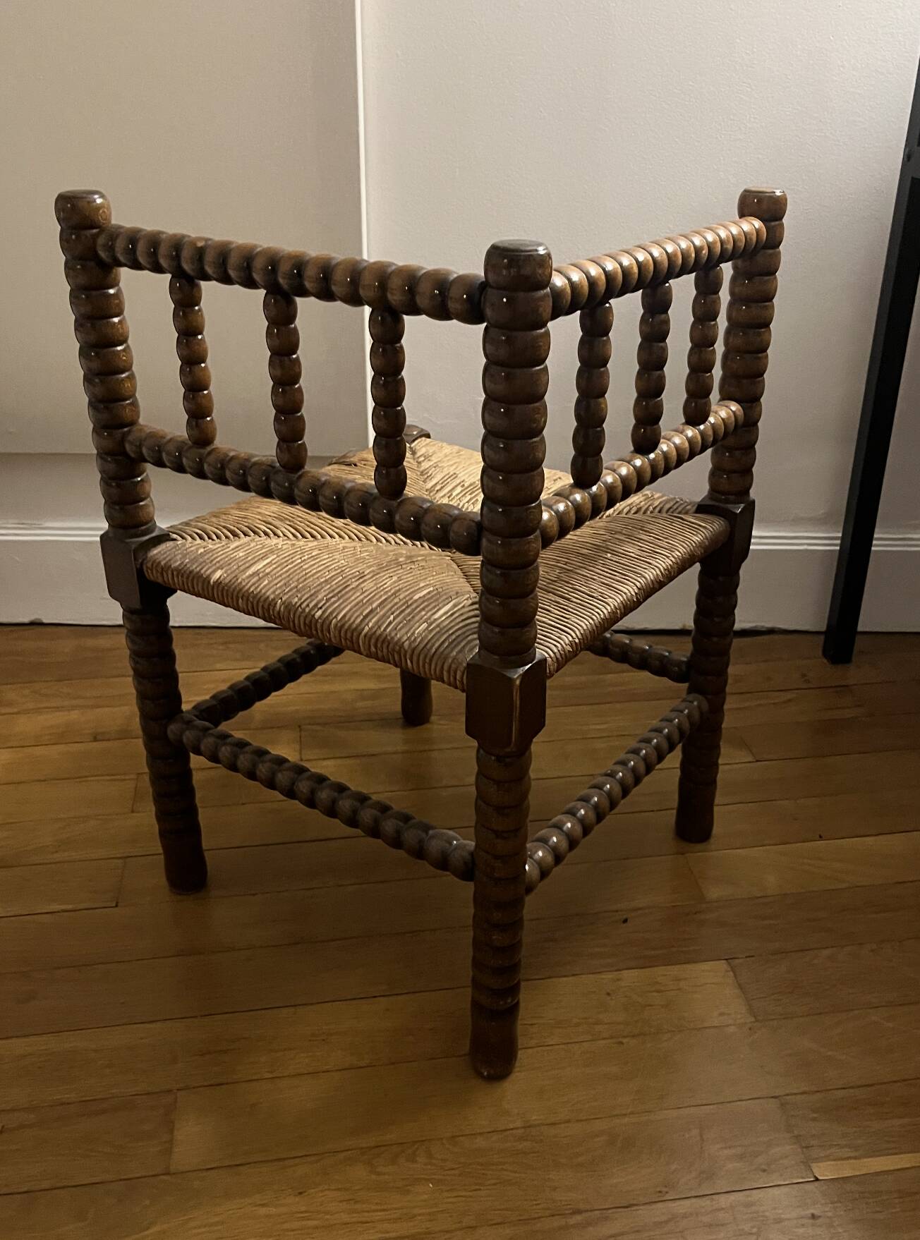 Antique straw-seated chair – French style, 1940s