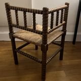 Antique straw-seated chair – French style, 1940s