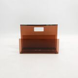 Michel Dumas Smoked Acrylic Magazine Rack 1970s Hollywood Regency Modernism