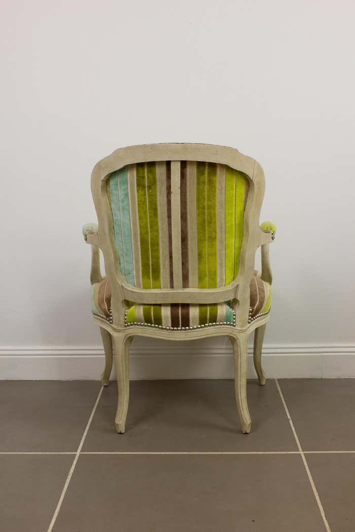 Louis XV style embossed velvet armchair - circa 1950 France