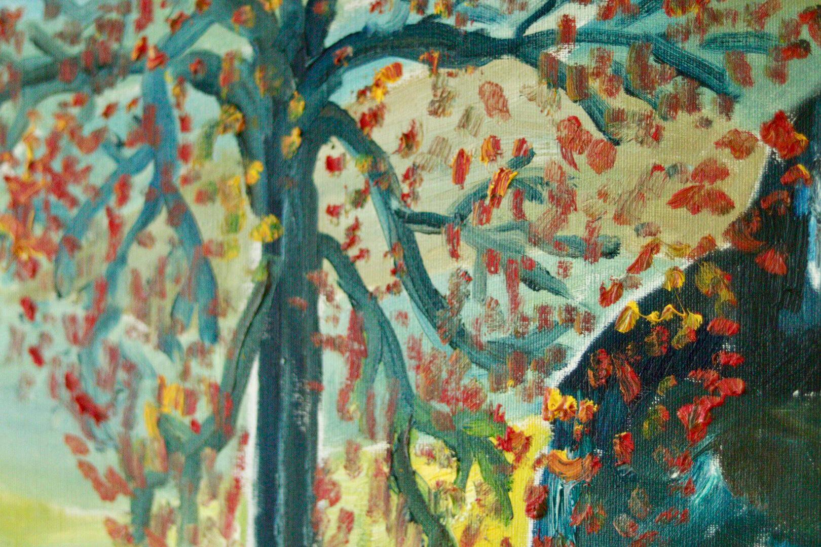 Original vintage Swedish oil on canvas – "Autumn Trees"