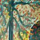 Huile sur toile suédoise originale vintage – « Arbres d'automne »