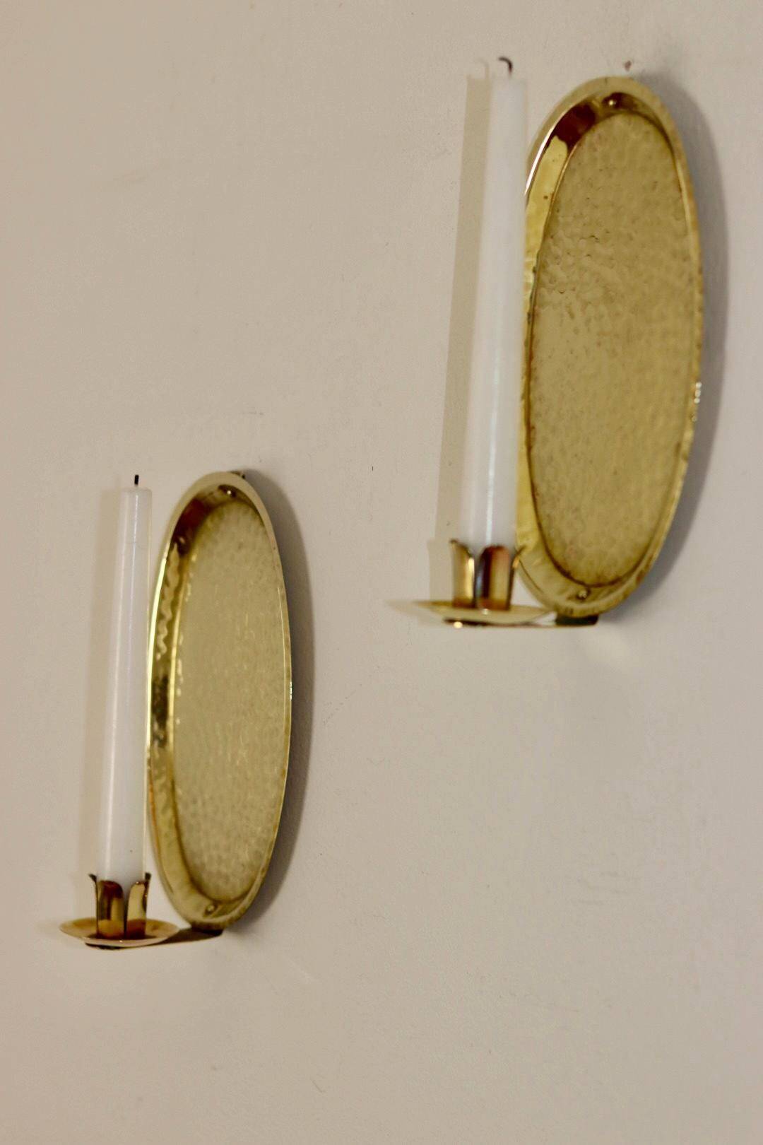 Pair Of Mid Century Swedish Brass Sconces