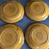 Set of 4 plates in earthenware of haute provence made yellow handmade 24.5 cm