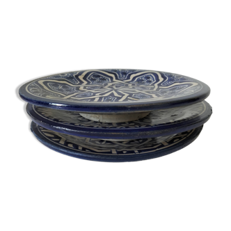 Trio of Moroccan glazed earthenware bowls
