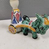 Unique "donkey" table lamp in ceramic with a harlequin pattern, Italy 1970s