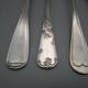 Set of 6 mismatched old silver metal forks for a chic table