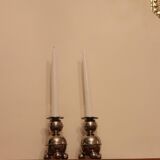 Pair of Mid-Century Swedish Nickle Candle Holders ALB Lindstrom Eskiltuna