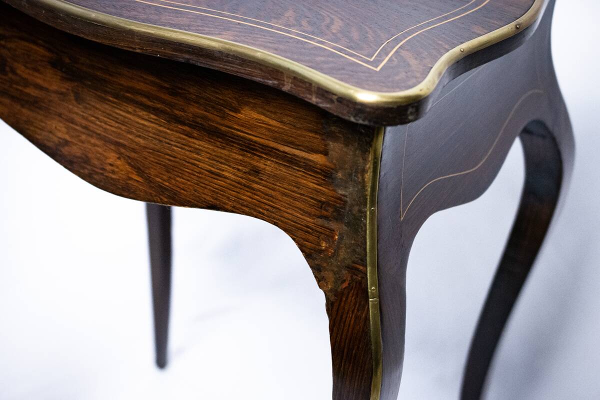 Napoleon III style floral marquetry work table / hairdresser's table.