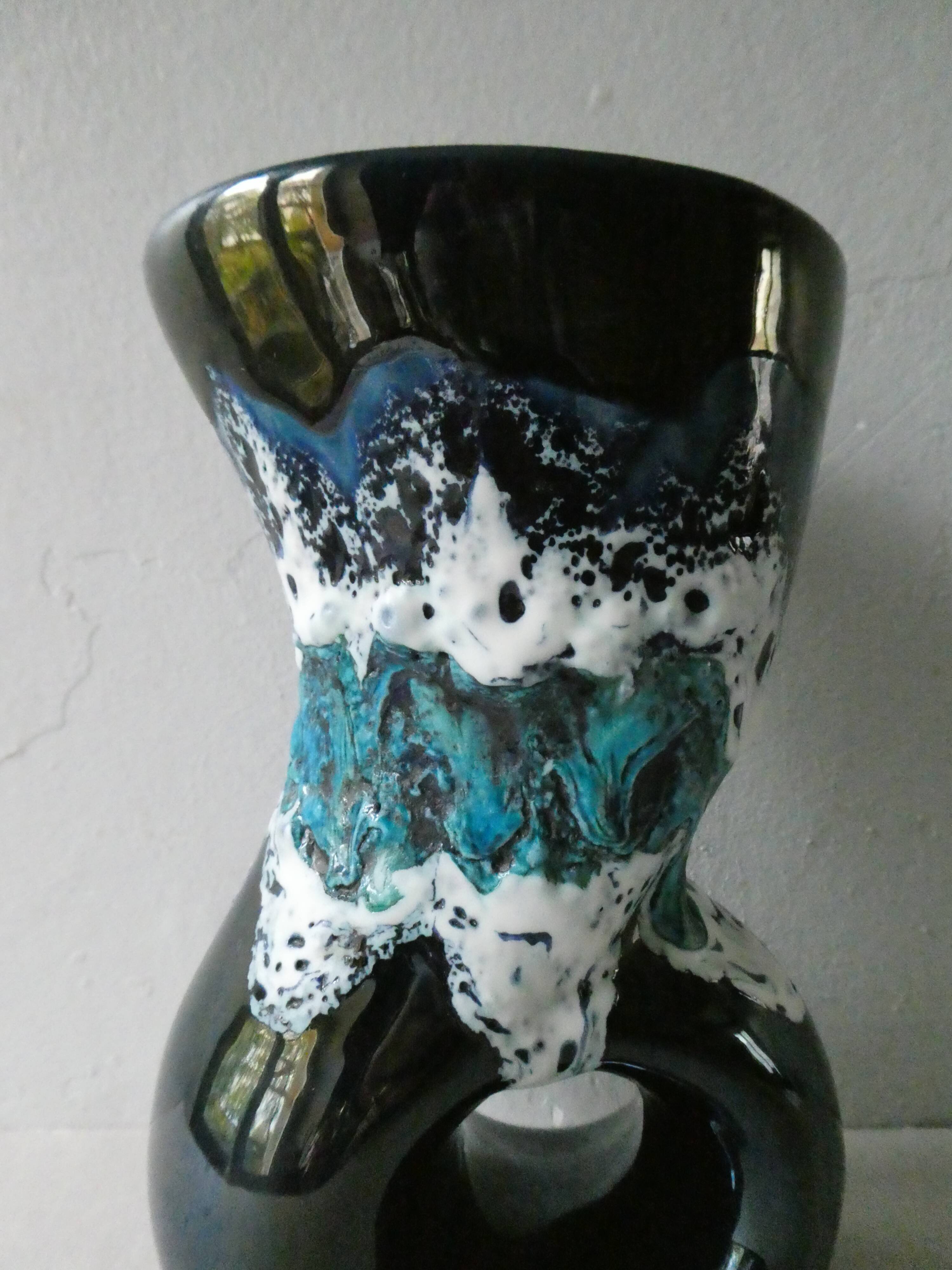 Ceramic vase fat lava, 60s