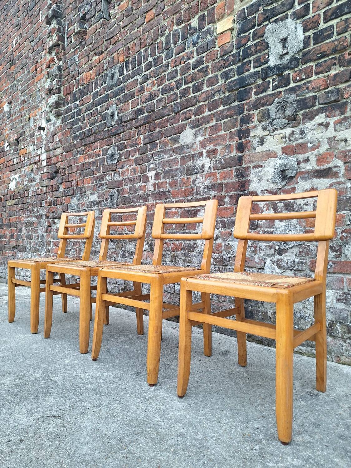 set of 4 straw chairs, designer seating furniture