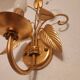 Shabby Wandlampe vergoldet Blattgold Kristallelemente Hollywood Regency 70s