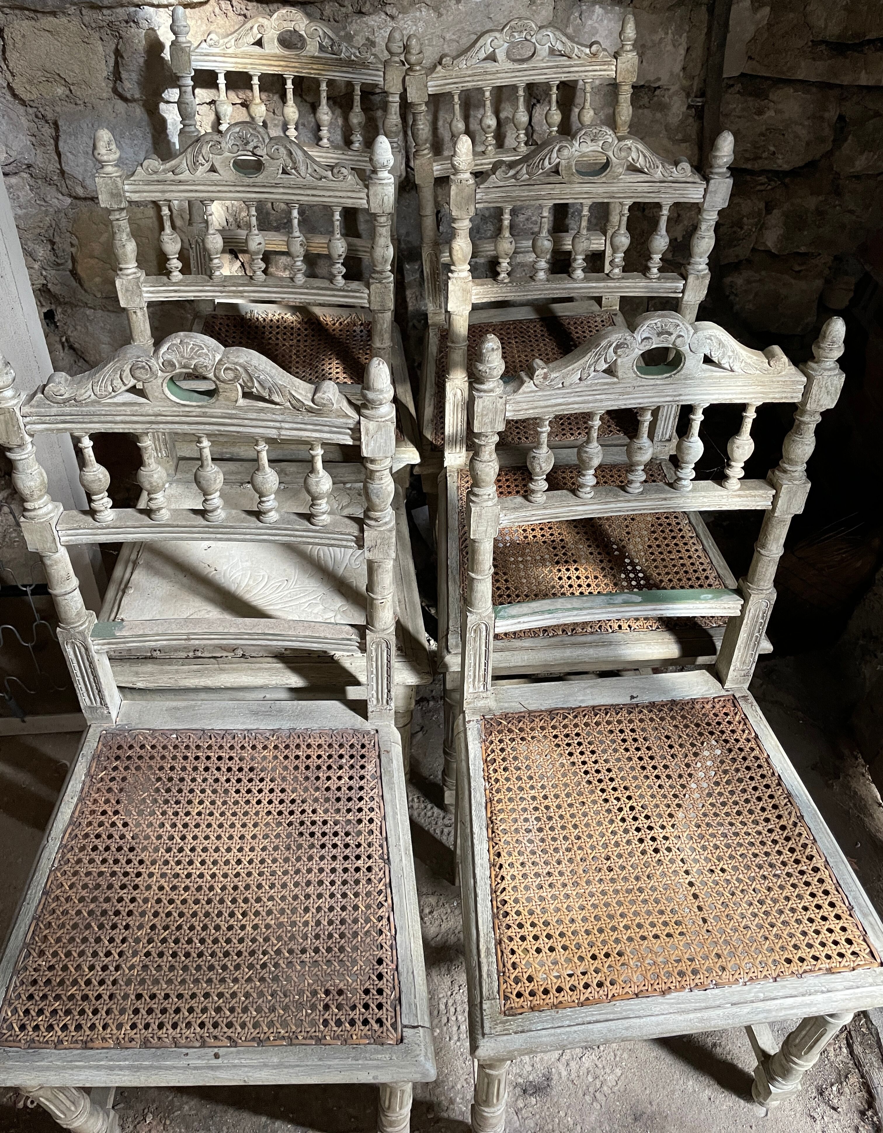 Old carved wood chairs