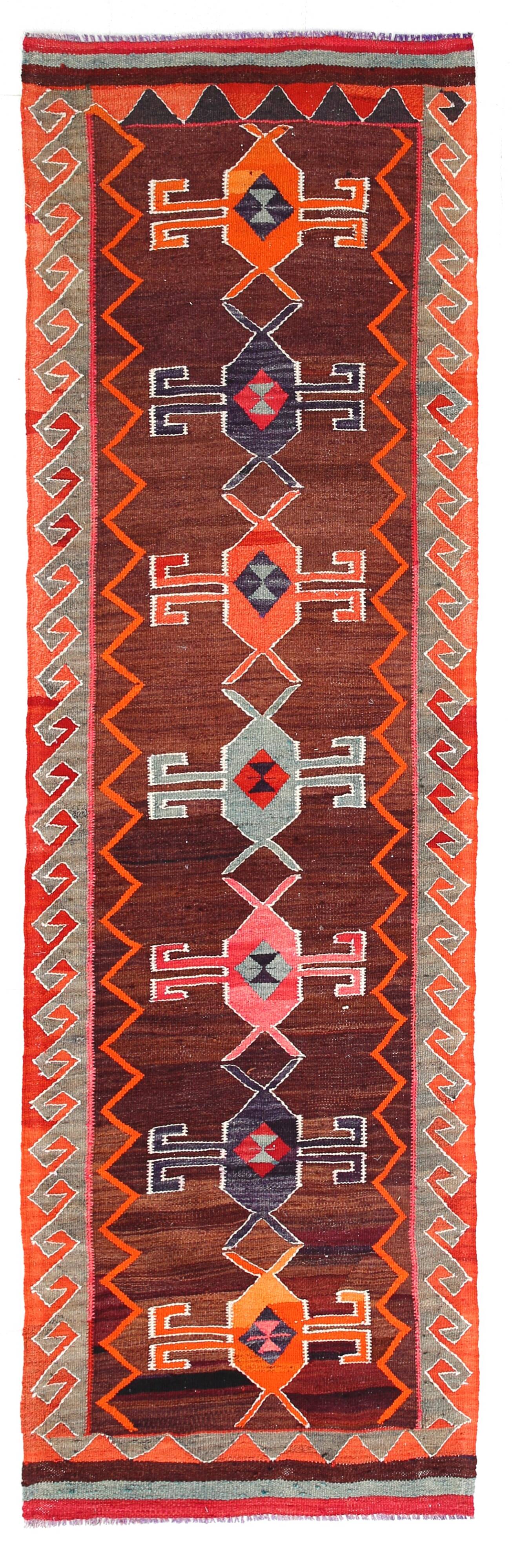 3x11 Anatolian Classic Kilim Runner Rug, 101x340Cm
