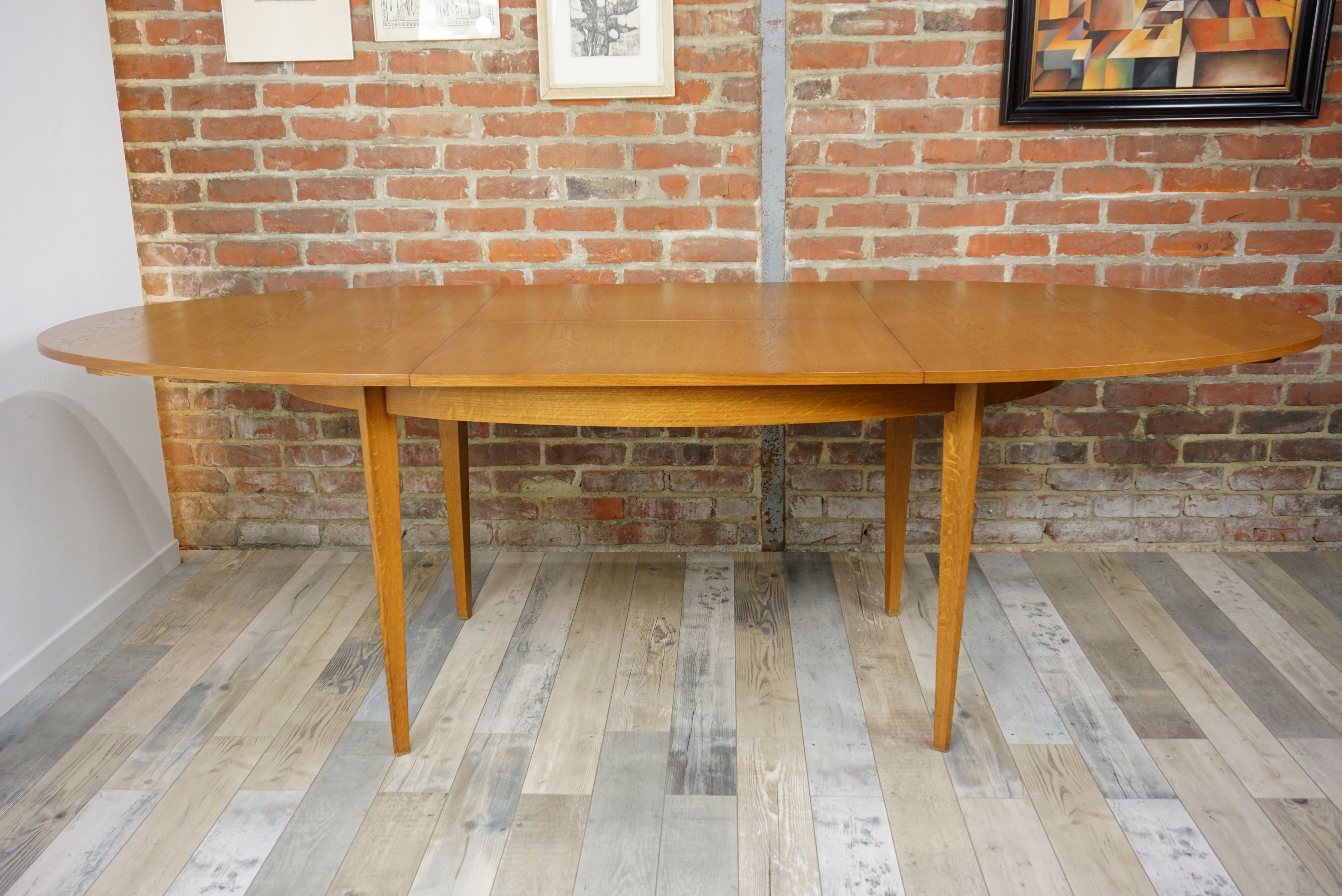 Wooden oval table and 6 matching chairs 60