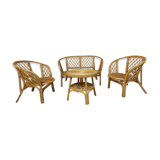 Rotin lounge, 1 sofa, 2 armchairs, 1 table