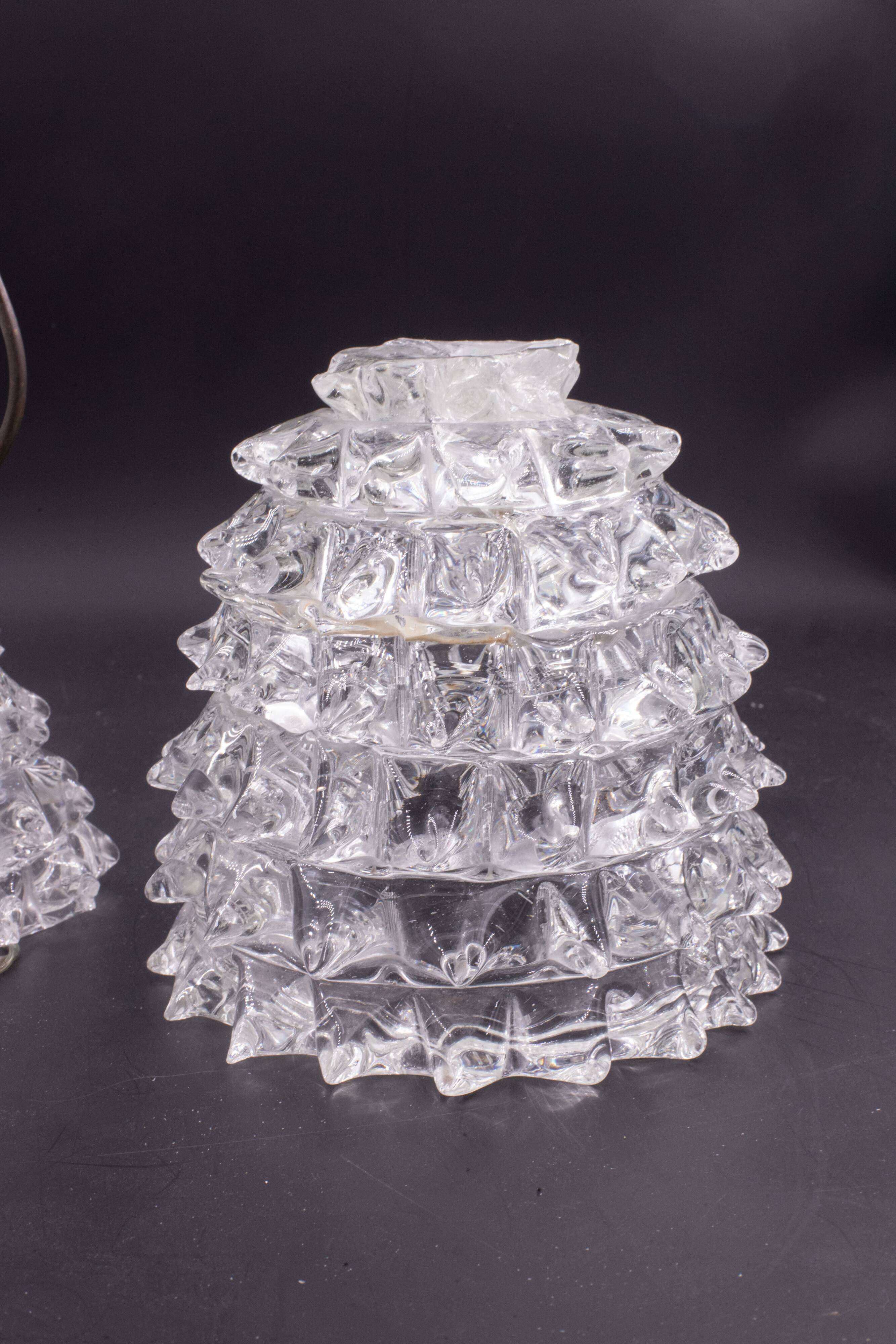 Elegant Table Lamp in Rostrato Murano Glass Vase for Barovier & Toso, 1940s