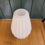 White Ribbed Opaline Drop Lampshade, Circa 1960