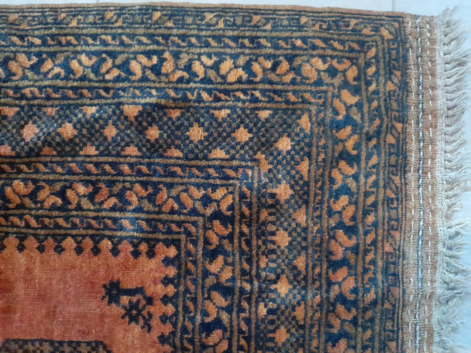 Afghan Carpet "Gül" Vintage – Wool – Exceptional Patina 205x132cm