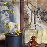 Vintage black glazed earthenware pot