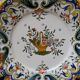 Old decorative plate with handles Old Rouen handmade