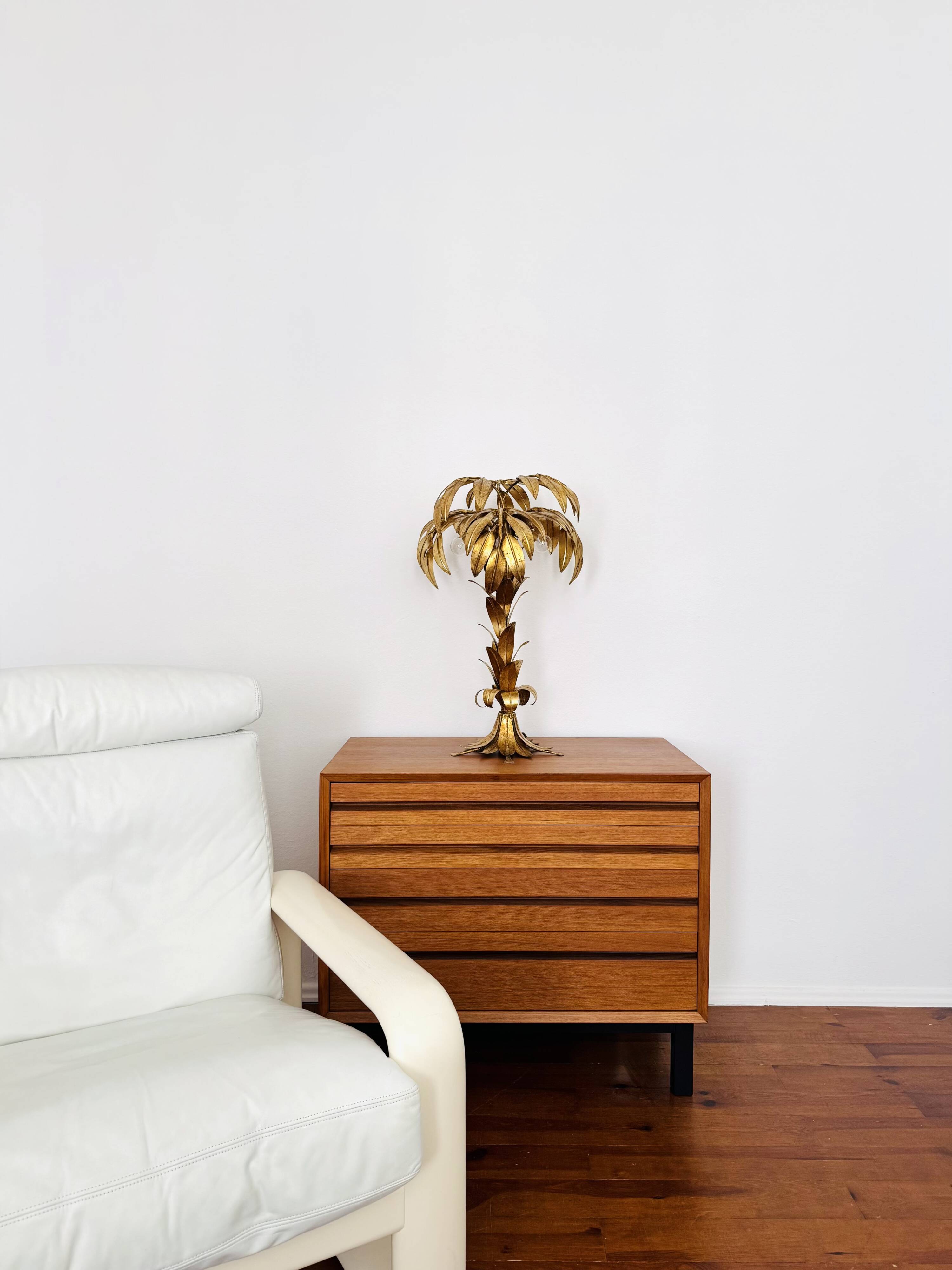 Gilded Italian Hollywood Regency Palm Tree Table Lamp by Hans Kögl