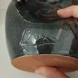 Signed enameled vase with asymmetrical free form