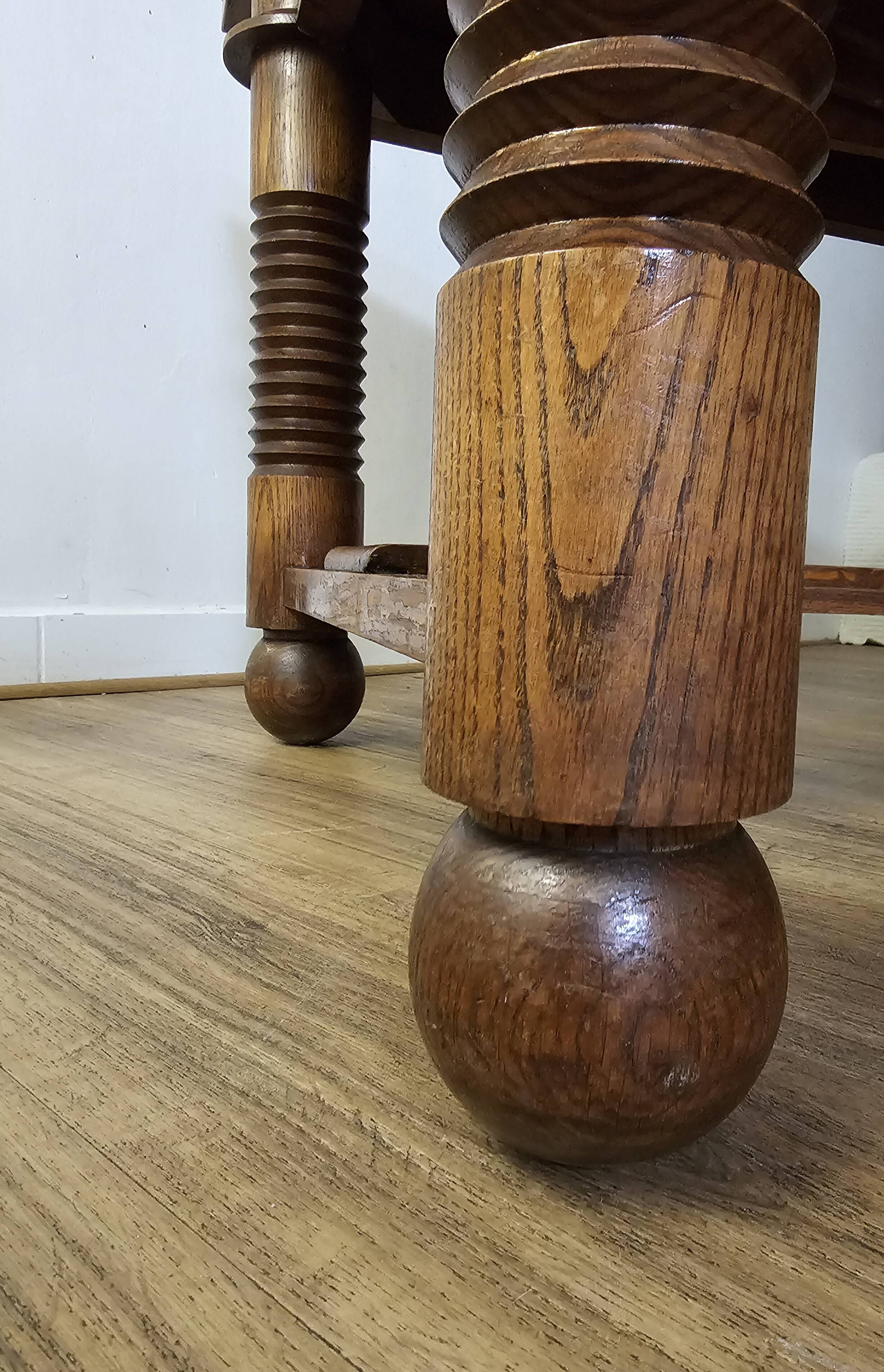 Oak dining table, DLG Charles Charles Dudouyt, 1950s