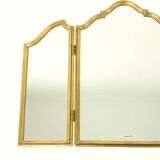Vintage Triptych Mirror Gold Leaf Gilded Hollywood Regency 86cm