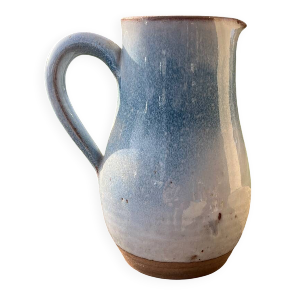 Pichet grès pyrité signé M.Dumont grès du Puisaye, 1980's