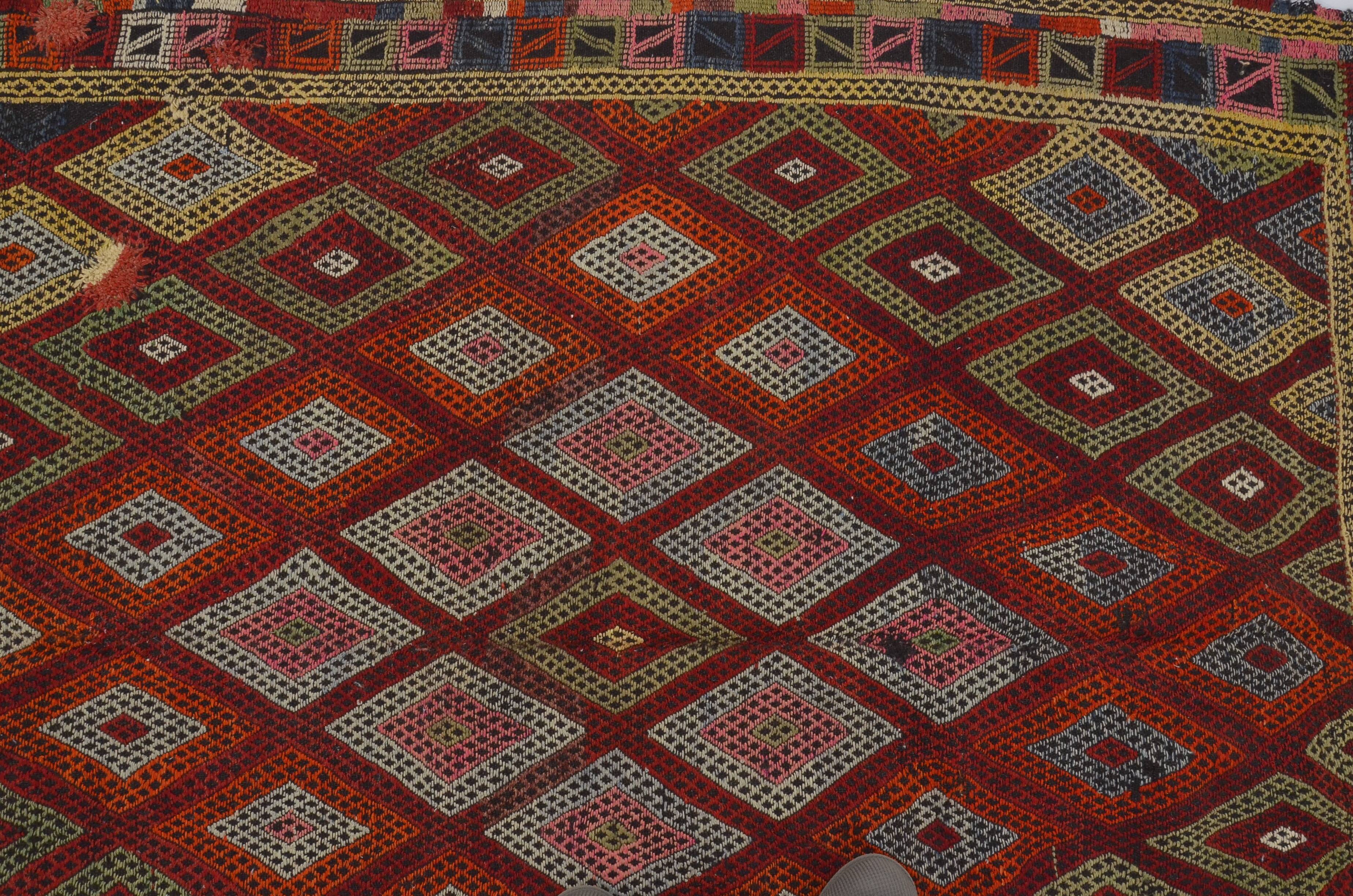 Tapis Kilim anatolien à motifs géométriques