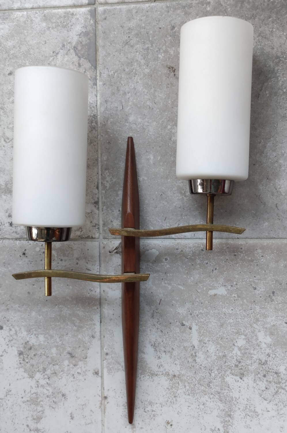 Large pair of modernist wall lights from LUNEL