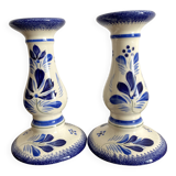 Pair of Quimper earthenware candlesticks