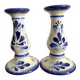 Pair of Quimper earthenware candlesticks