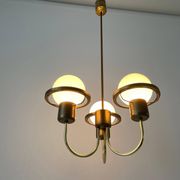 Suspended lamp with 3 glass balls and brass frame, Germany, 1960s