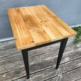 Small two-tone honey and black desk side table