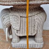 Vintage rattan elephant side table, 70s