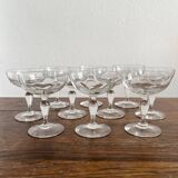 10 coupes à champagne anciennes en verre soufflé 19eme