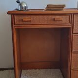 Vintage rattan desk from the 1970s.