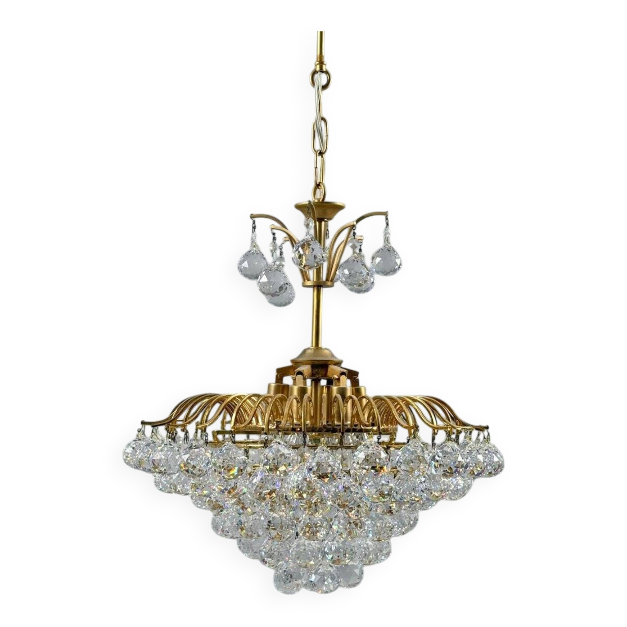 Hollywood Regency chandelier with crystal glass shades by Ernst Palme, Germany, 1960s