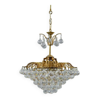 Hollywood Regency chandelier with crystal glass shades by Ernst Palme, Germany, 1960s
