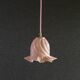 Suspension ancienne en verre peint rose et blanc, suspension française -livrée avec douille et cable