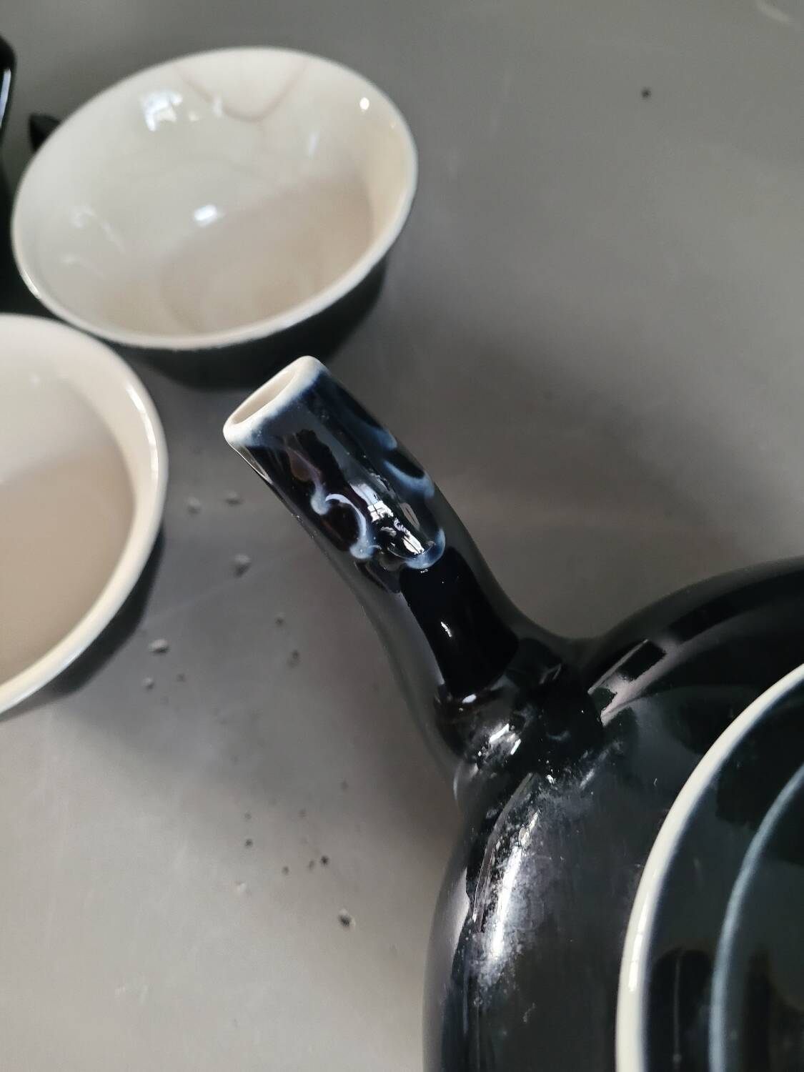 Antique black and white ceramic coffee set