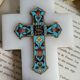 Benedictine Cross in Onyx and cloisonné enamel