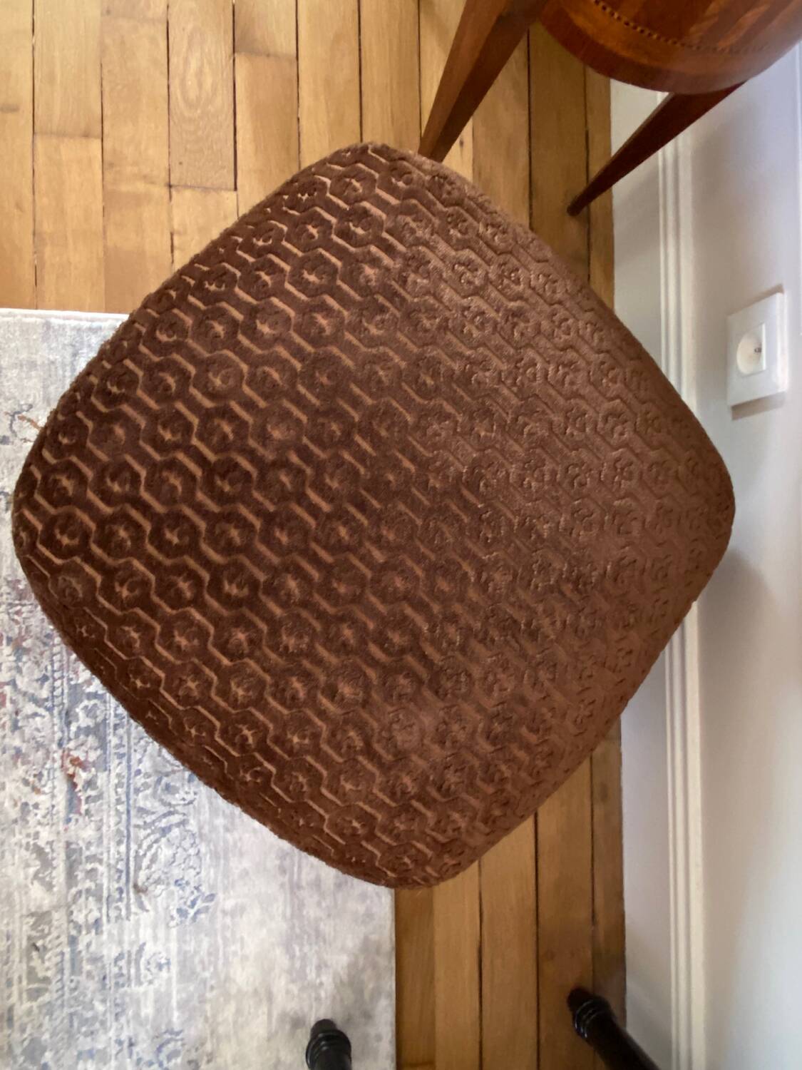 Vintage velvet pouf by Jacques Charpentier for Maison Jansen, 1970